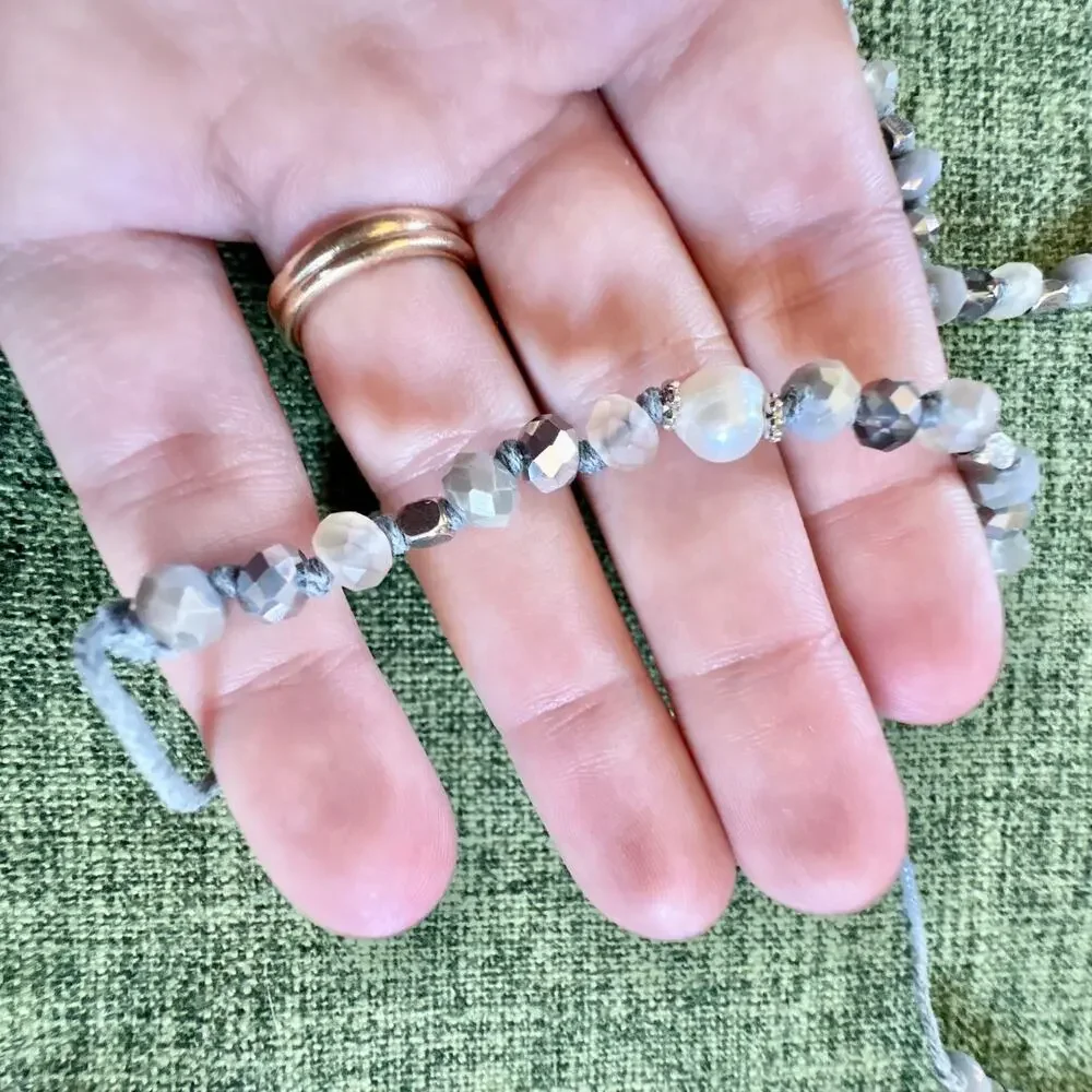 Marlyn Schiff Pearl Crystal Beaded Twine Rope Necklace Bracelet NEW